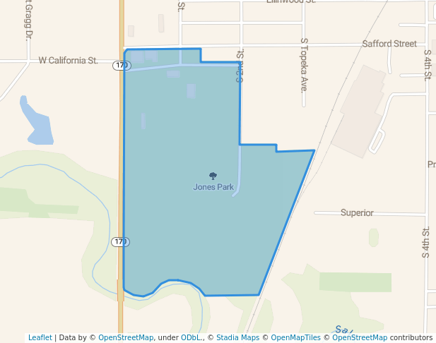 walking in Jones Park map in Osage City