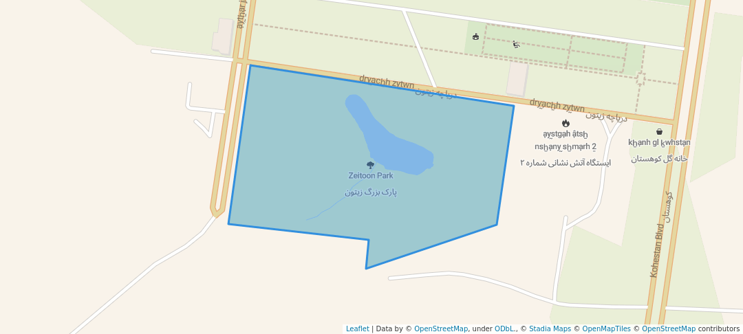 walking in Zeitoon Park map in Baharestan