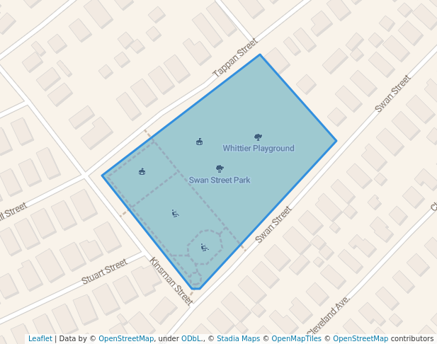 walking in Swan Street Park map in Everett