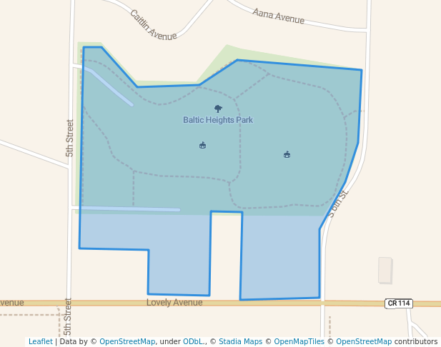 walking in Baltic Heights Park map in Dell Rapids
