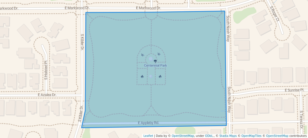 walking in Centennial Park map in Chandler