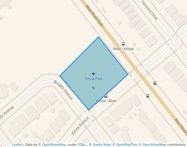 walking in Kinzie Park map in Kitchener