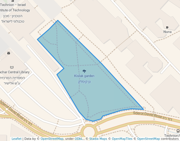 walking in Kislak garden map in Haifa