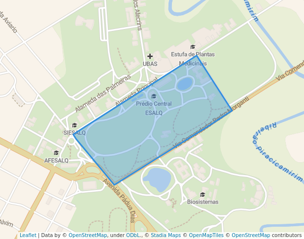 walking in Setor Verde ESALQ map in Piracicaba