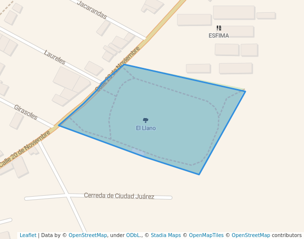 walking in El Llano map in Zacapu