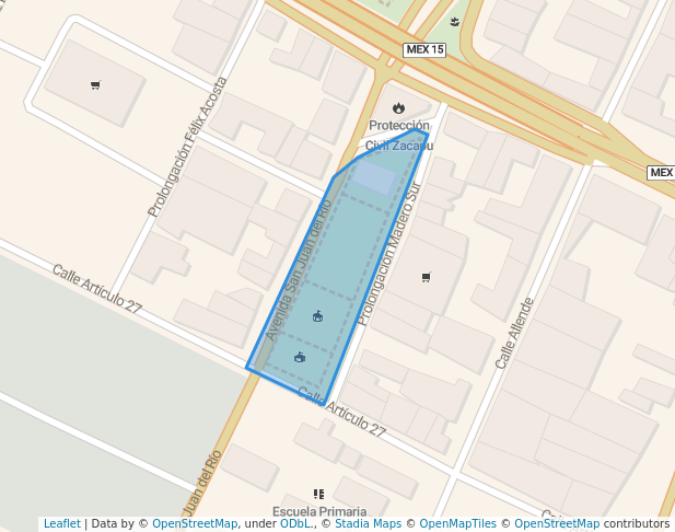 walking in Plaza Arcoiris map in Zacapu