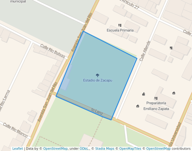 walking in Estadio de Zacapu map in Zacapu