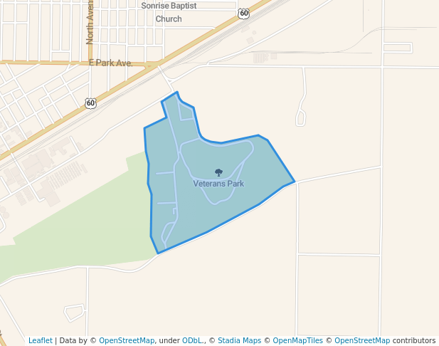 walking in Veterans Park map in Hereford