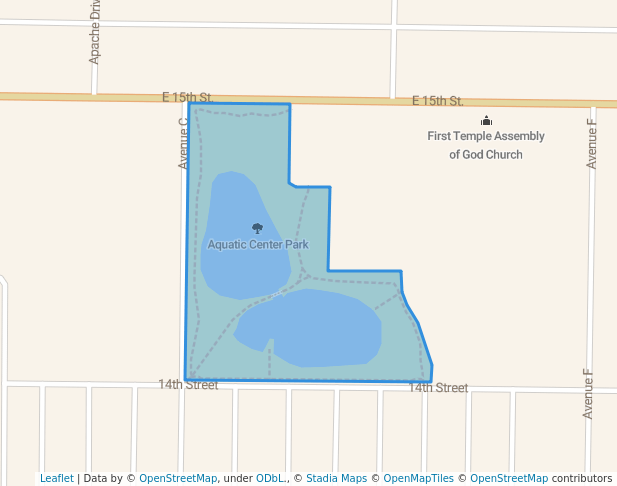 walking in Aquatic Center Park map in Hereford