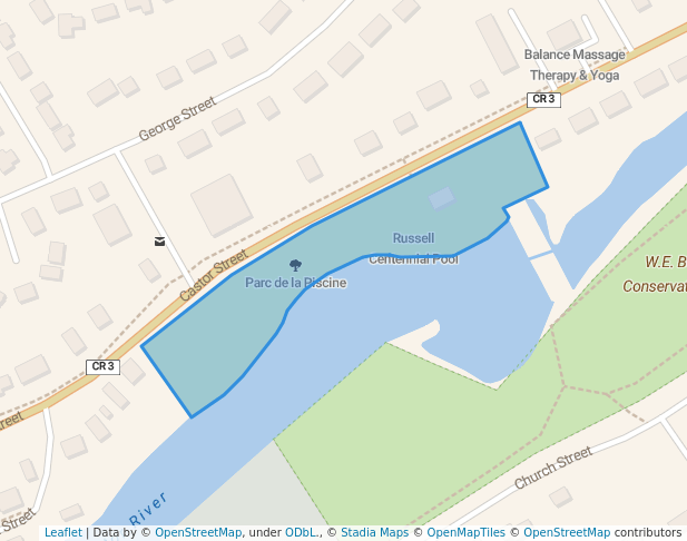 walking in Parc de la Piscine map in Russell