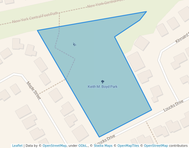 walking in Keith M. Boyd Park map in Russell