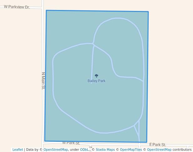 walking in Bailey Park map in Camp Point