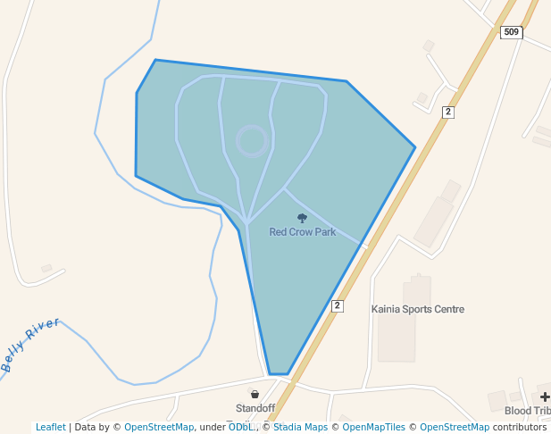 walking in Red Crow Park map in Stand Off