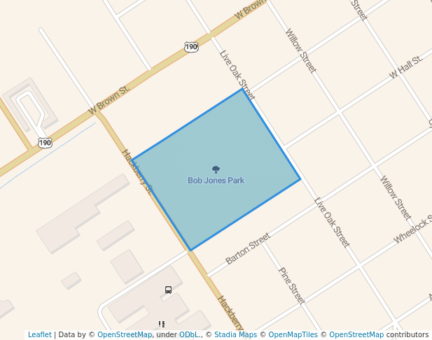 walking in Bob Jones Park map in Hearne