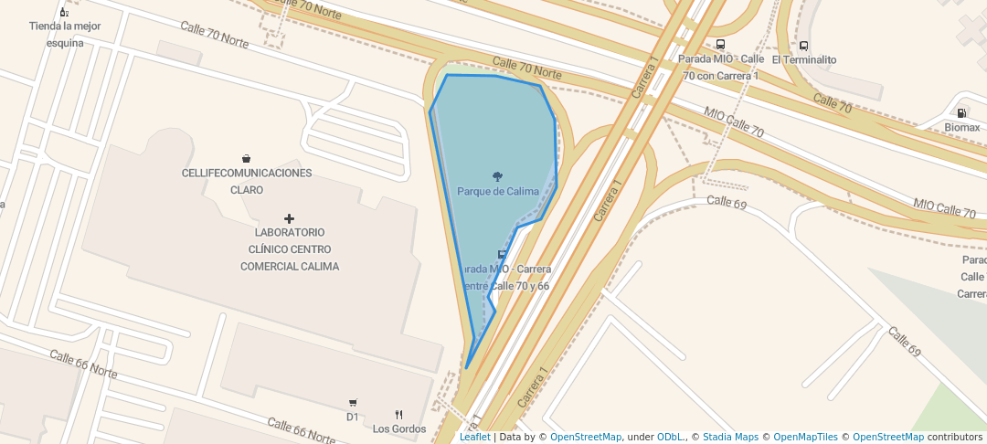 walking in Park of Calima map in Cali