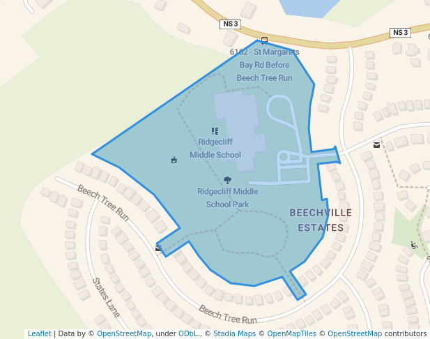walking in Ridgecliff Middle School Park map in Beechville