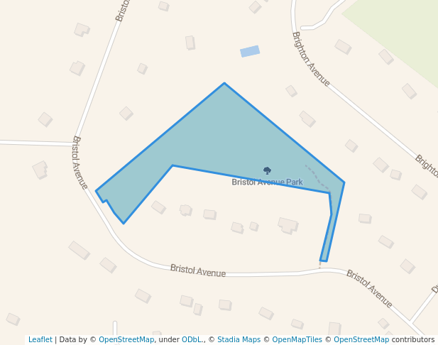 walking in Bristol Avenue Park map in Stillwater Lake