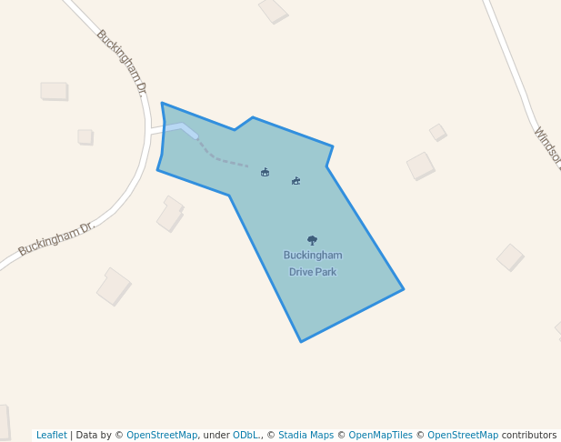walking in Buckingham Drive Park map in Stillwater Lake