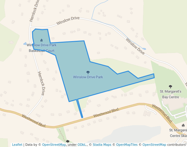 walking in Winslow Drive Park map in Upper Tantallon