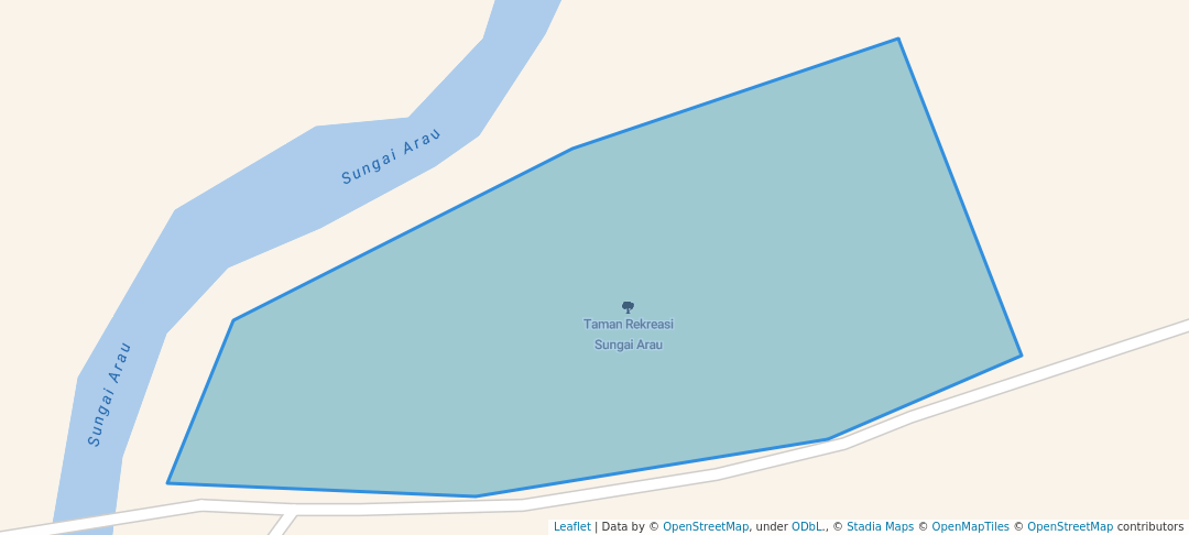 walking in Taman Rekreasi Sungai Arau map in Arau