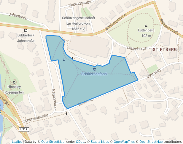 walking in Schützenhofpark map in Herford