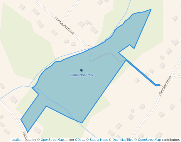 walking in Haliburton Park map in Stillwater Lake