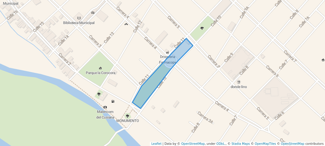 walking in Parque de la Bandola map in Maní