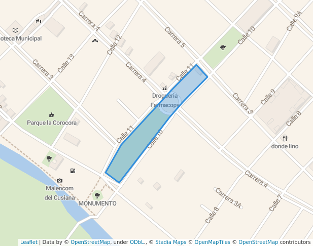 walking in Parque de la Bandola map in Maní