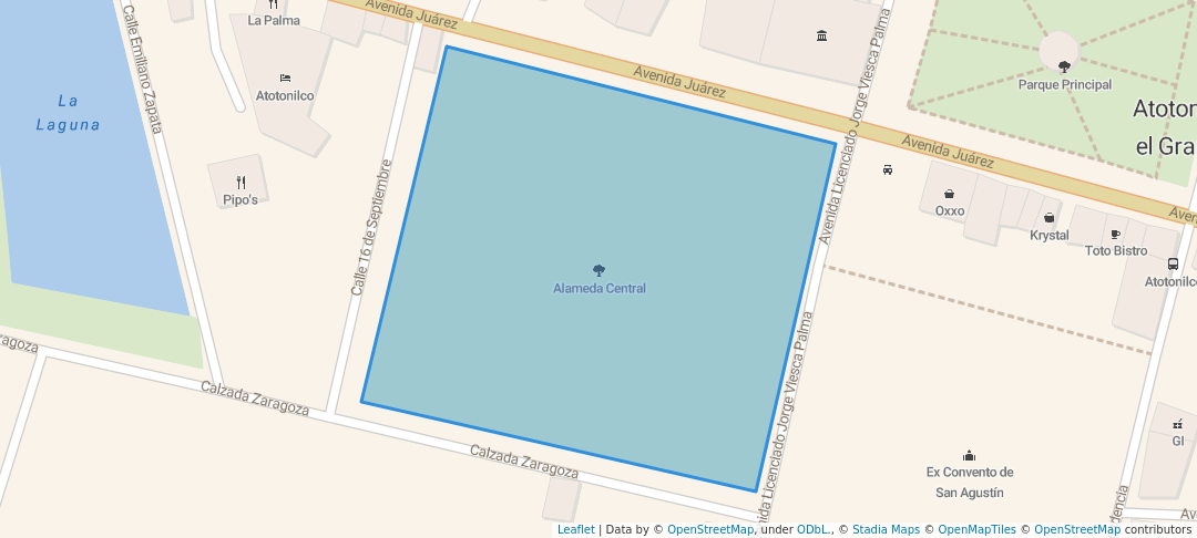 walking in Alameda Central map in Atotonilco el Grande