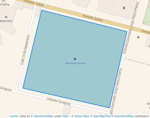 walking in Alameda Central map in Atotonilco el Grande