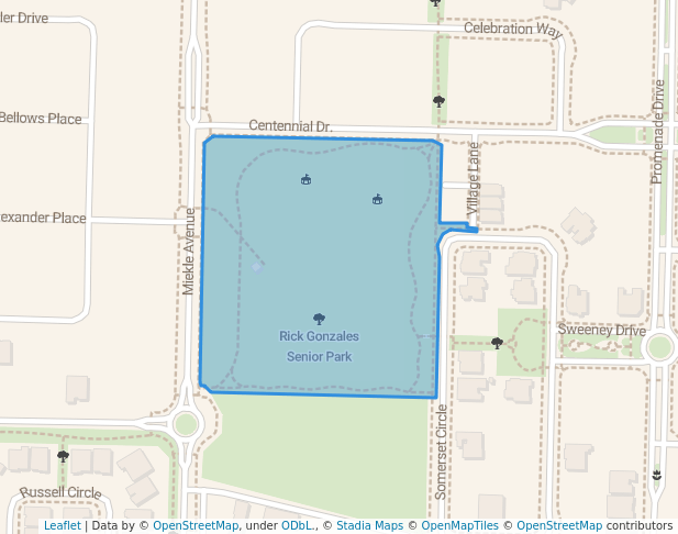 walking in Rick Gonzalez Senior Park map in Woodland