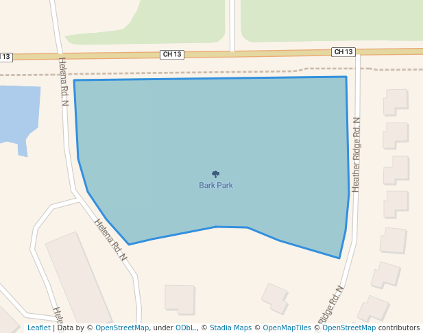 walking in Bark Park map in Oakdale