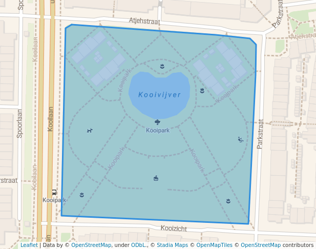 walking in Kooipark map in Leiden
