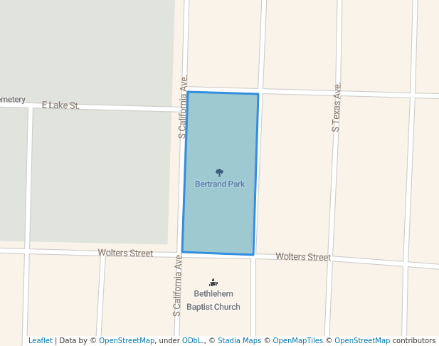 walking in Bertrand Park map in Big Lake