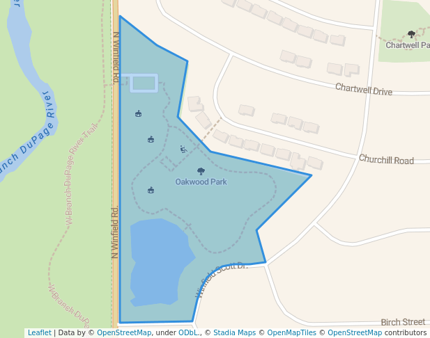 walking in Oakwood Park map in Winfield