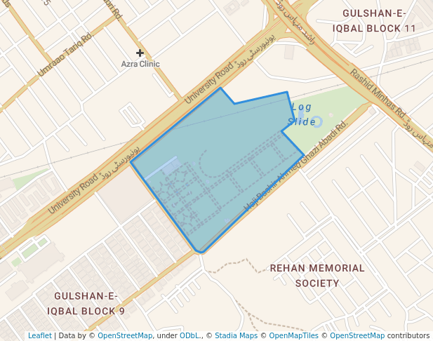 walking in Aziz Bhatti Park map in Karachi