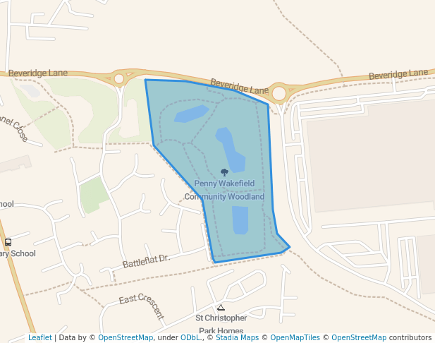 walking in Penny Wakefield Community Woodland map in Ellistown