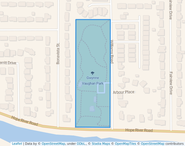 walking in Gwynne Vaughan Park map in Chilliwack
