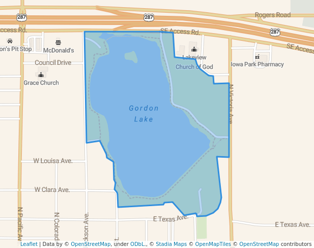 walking in Oscar Park map in Iowa Park