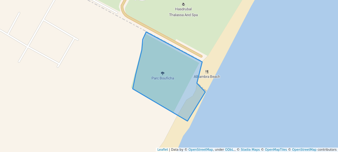 walking in Parc Bouficha map in Yasmine Hammamet