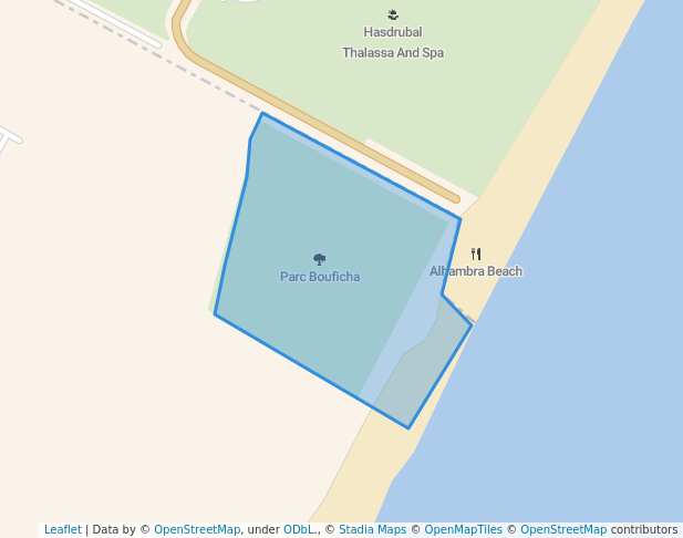 walking in Parc Bouficha map in Yasmine Hammamet