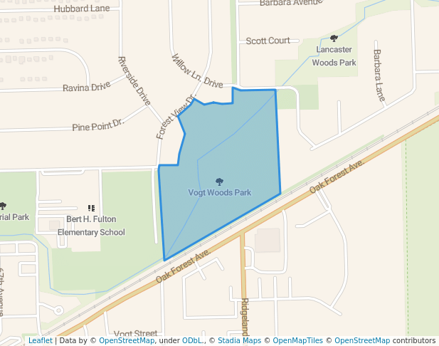 walking in Vogt Woods Park map in Tinley Park