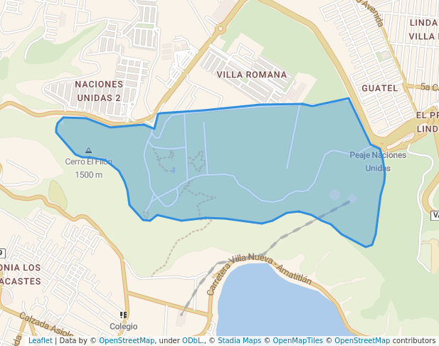 walking in Parque Nacional Naciones Unidas Villa Nueva map in Villa Nueva