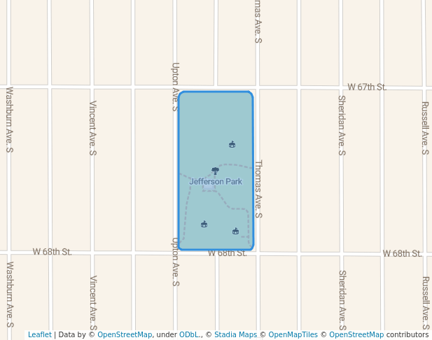 walking in Jefferson Park map in Richfield