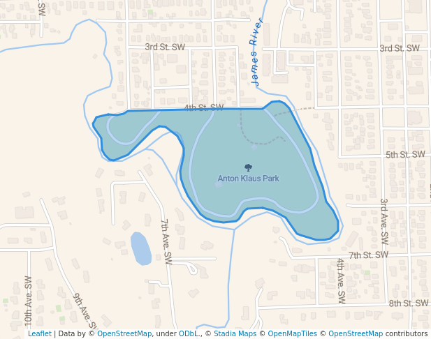 walking in Anton Klaus Park map in Jamestown