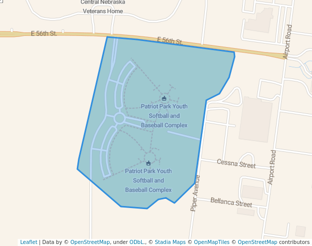 walking in Patriot Park map in Kearney