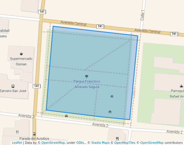 walking in Parque Francisco Alvarado Segura map in Zarcero
