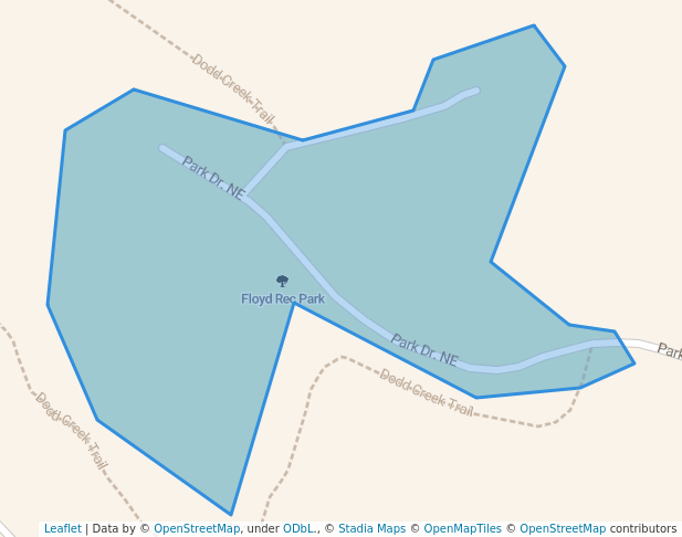 walking in Floyd Rec Park map in Floyd