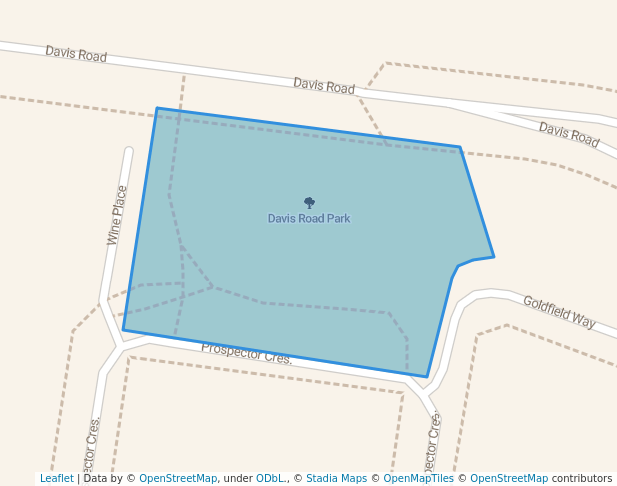 walking in Davis Road Park map in Diggers Rest