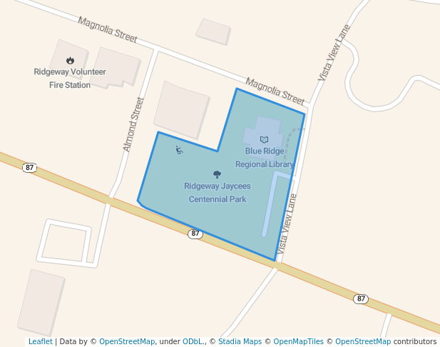 walking in Ridgeway Jaycees Centennial Park map in Ridgeway